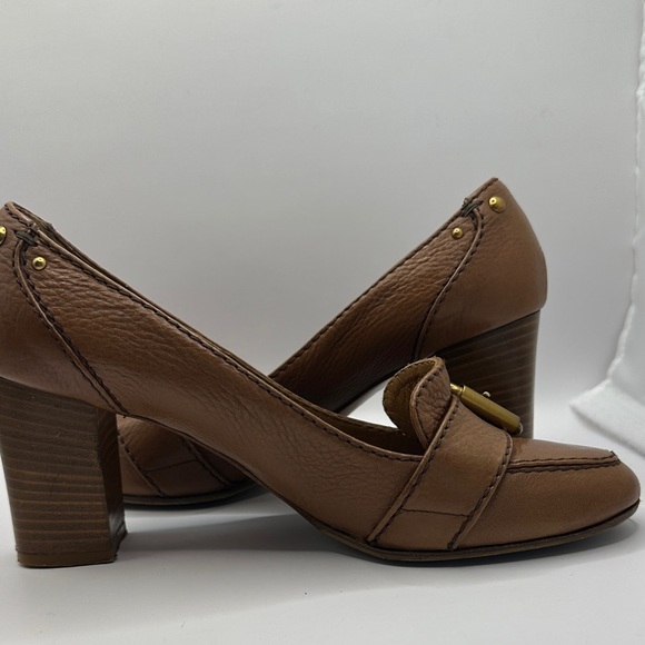 Chloe Brown Leather Loafer Heels, EU 38 US 7.5 - Picture 7 of 12